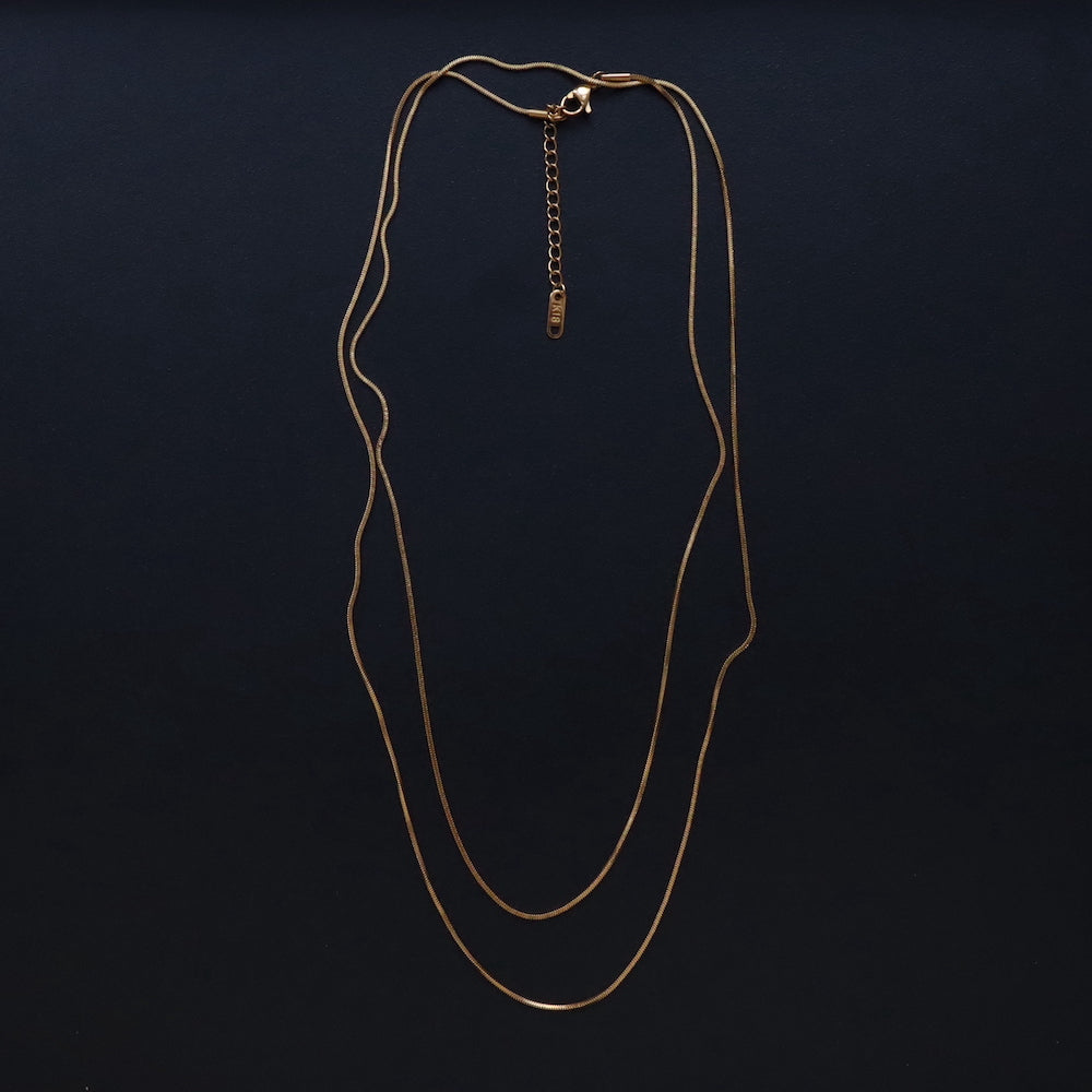 N178  stainless 2way long chain necklace