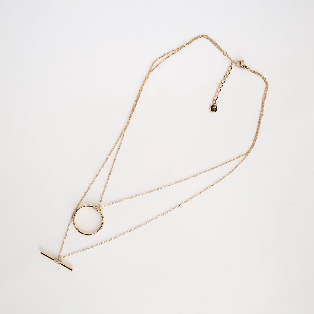 N256 stainless layered necklace