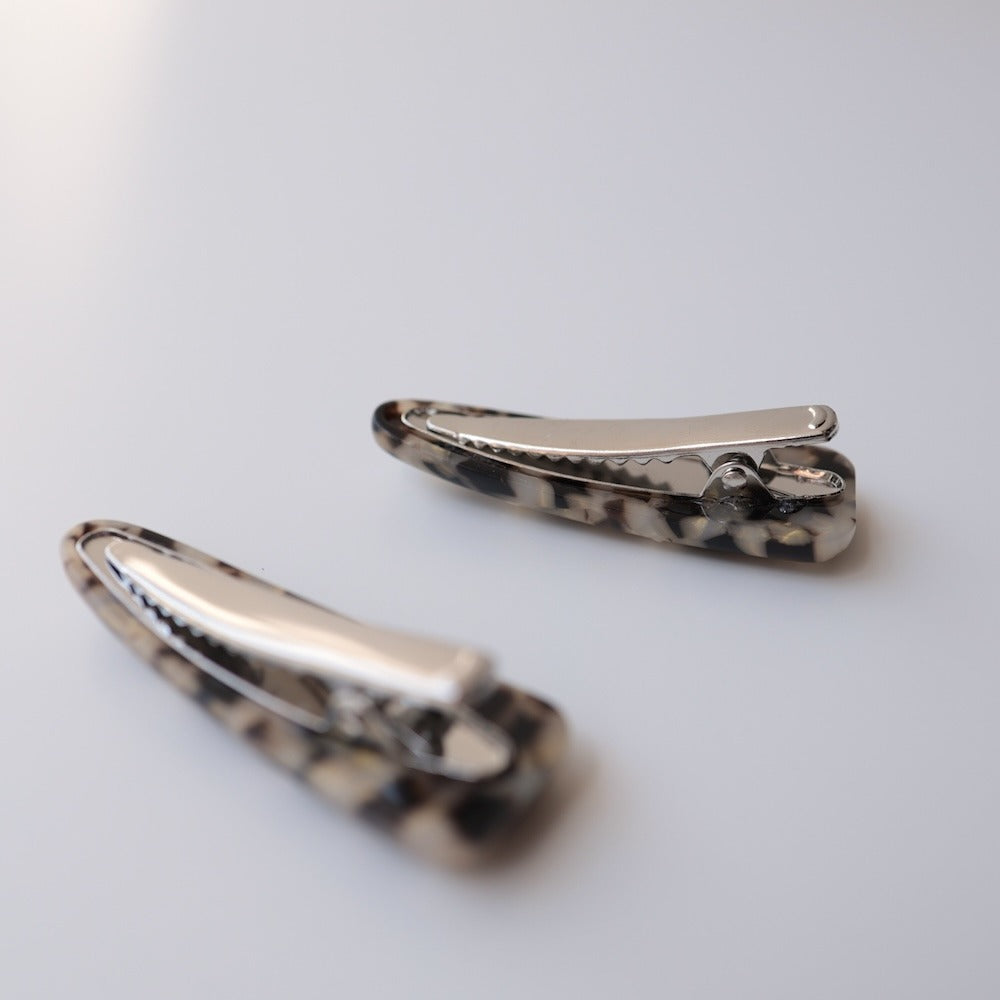 H077【2点セット】ヘアクリップヘアピン花フラワー小花アクリルオーロラマーブルべっ甲風ヘアアクセ髪留め髪飾り大人かわいいおしゃれ