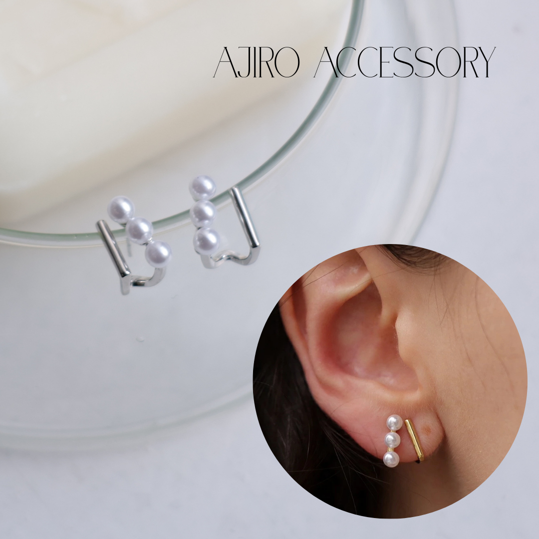 P444 triangle pearl pierce/earring